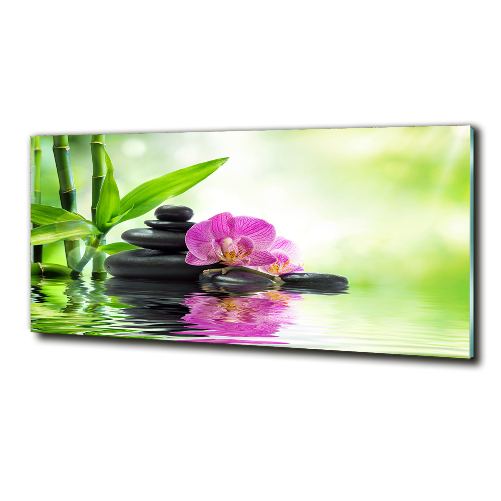 Glass wall art large Orchid