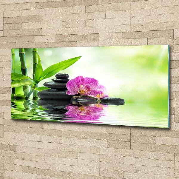 Glass wall art large Orchid