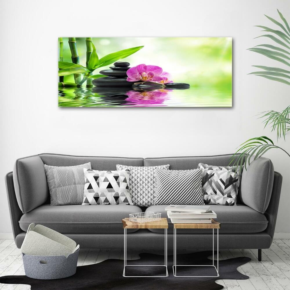 Glass wall art large Orchid