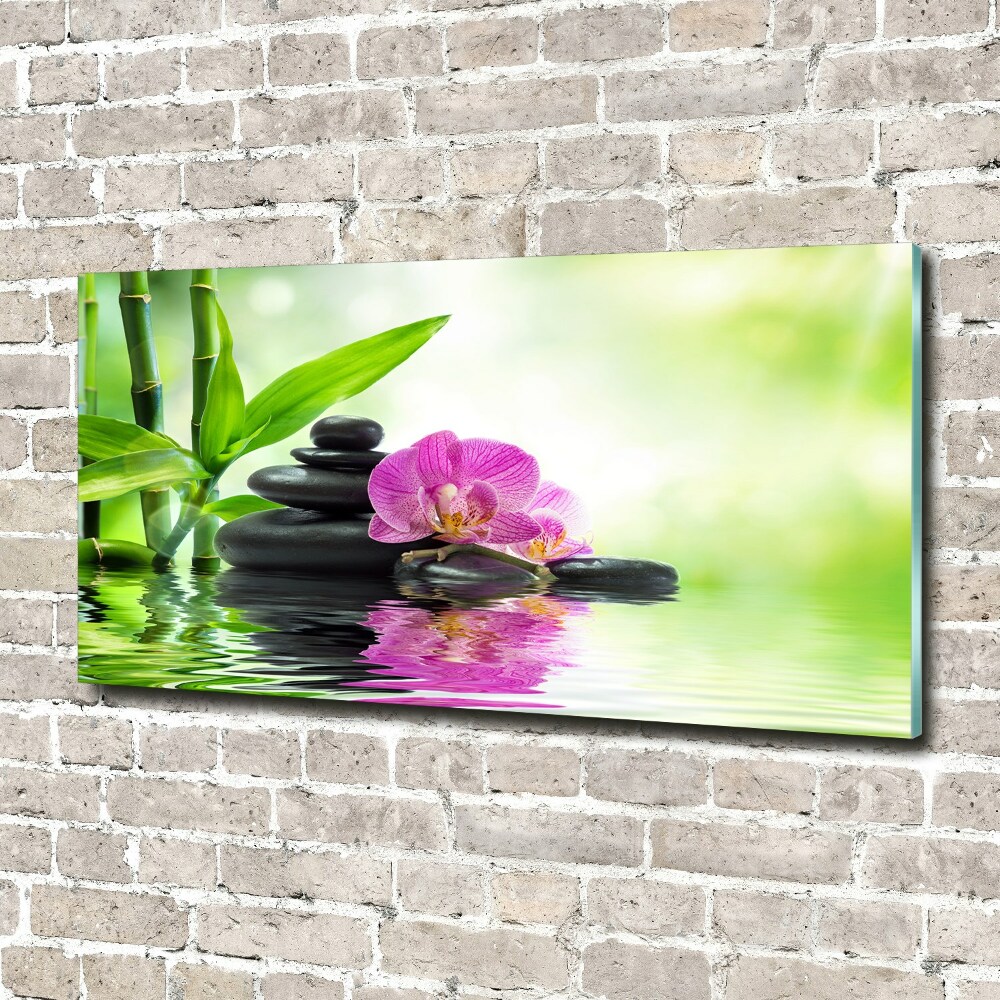 Glass wall art large Orchid