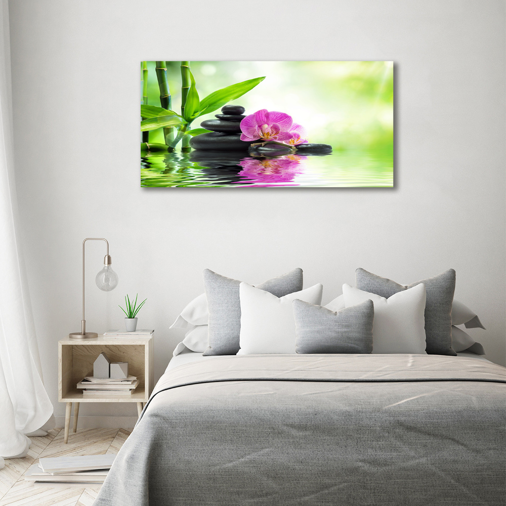 Glass wall art large Orchid