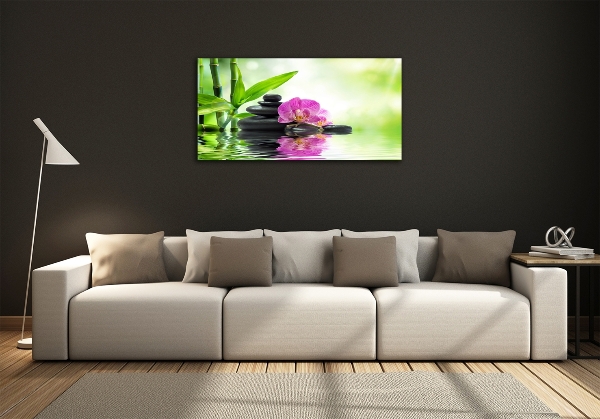 Glass wall art large Orchid