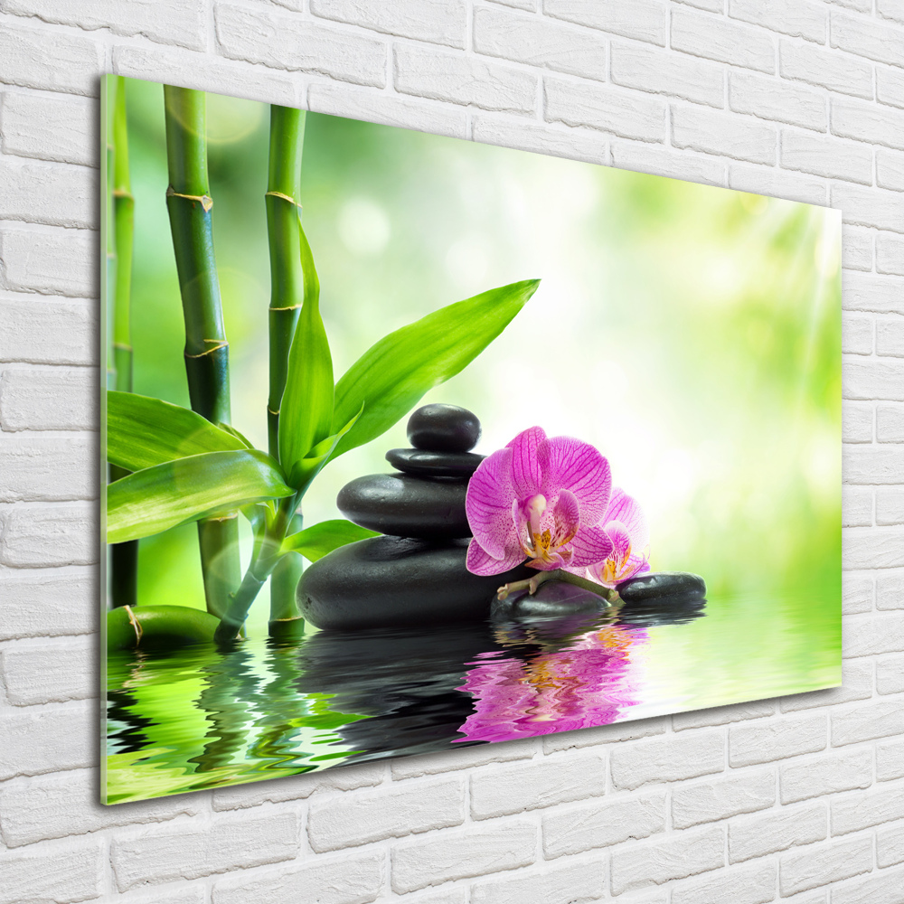 Glass wall art large Orchid