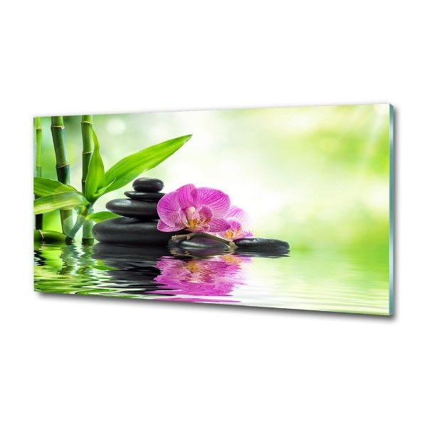 Glass wall art large Orchid