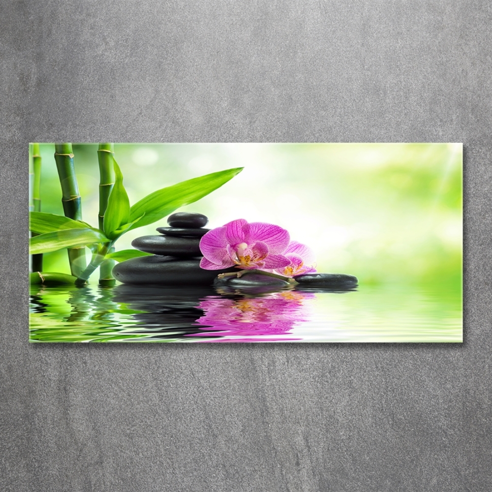 Glass wall art large Orchid