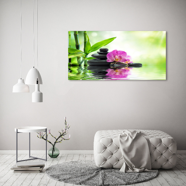 Glass wall art large Orchid