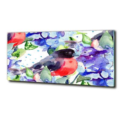 Glass art picture Bird and flowers