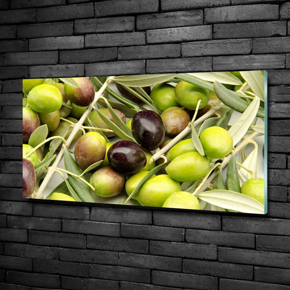 Glass picture wall art Fresh olives