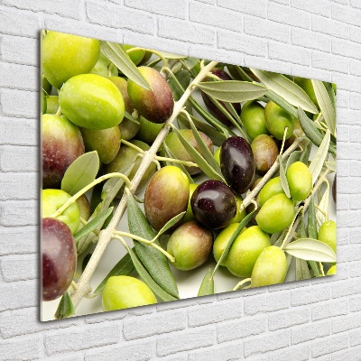 Glass picture wall art Fresh olives