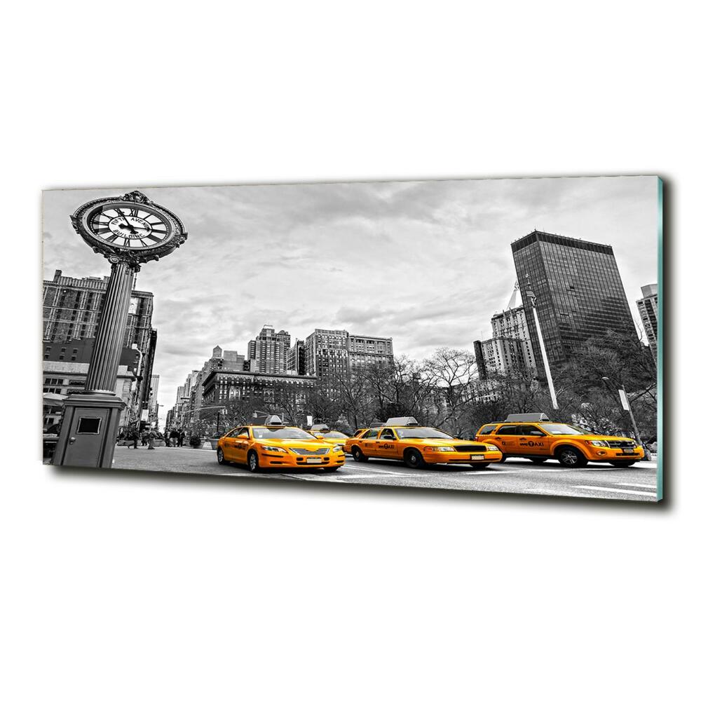 Glass wall art large New york taxis