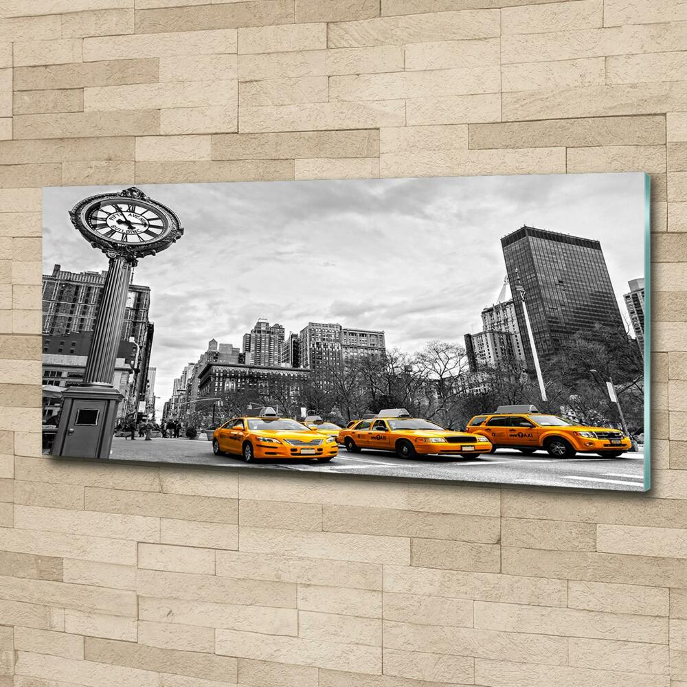 Glass wall art large New york taxis