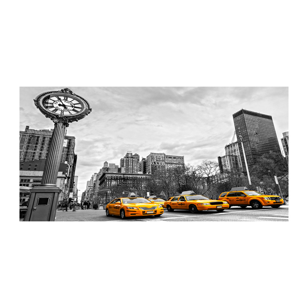 Glass wall art large New york taxis