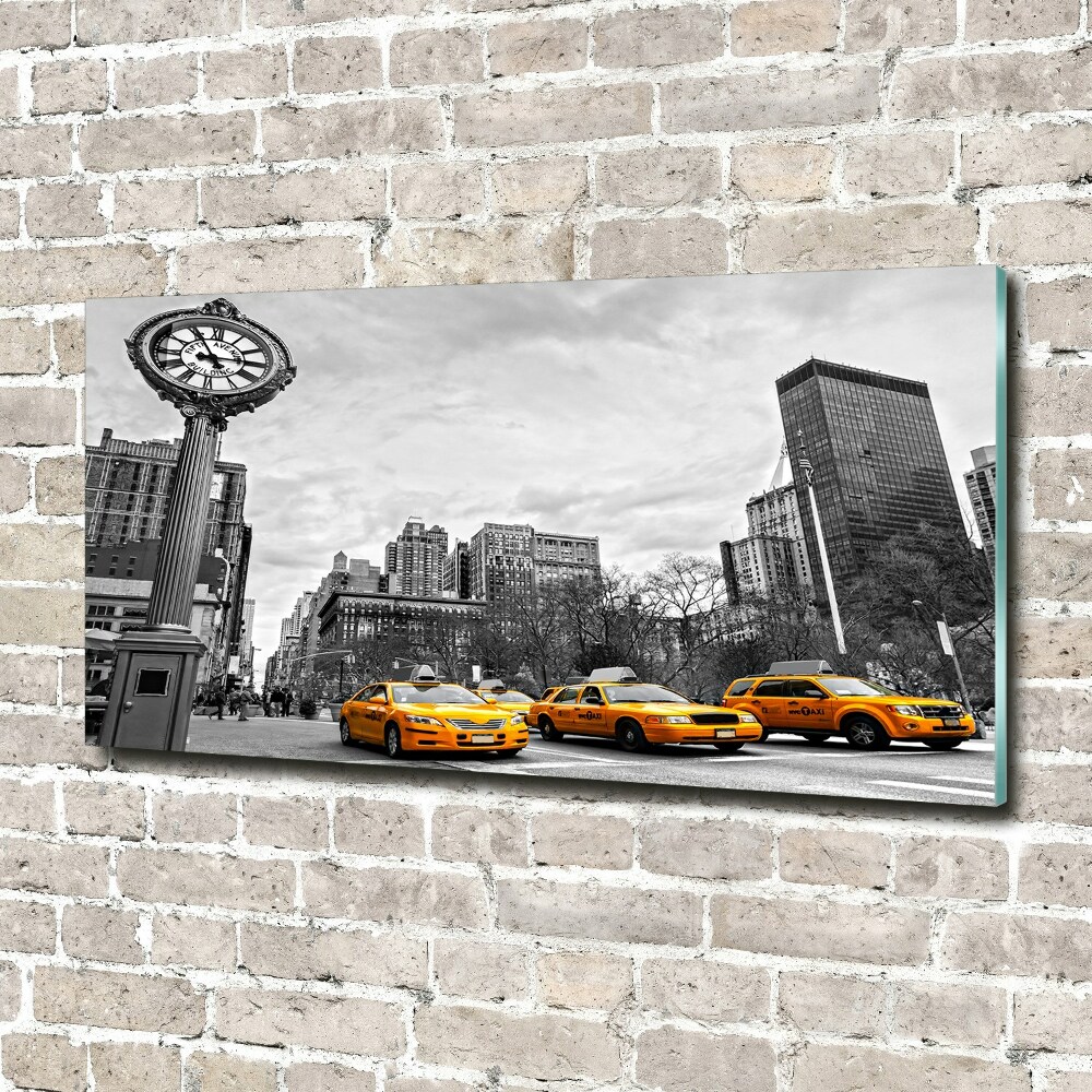 Glass wall art large New york taxis