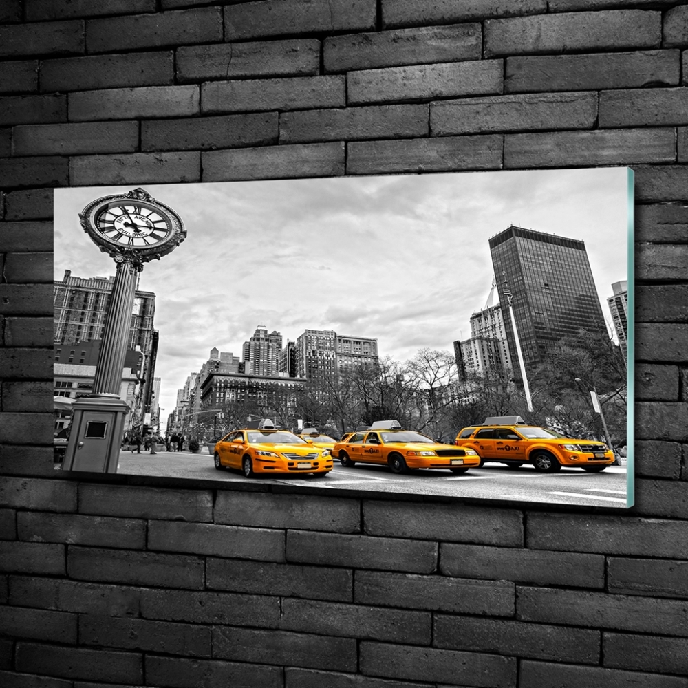 Glass wall art large New york taxis