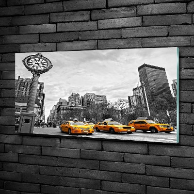 Glass wall art large New york taxis