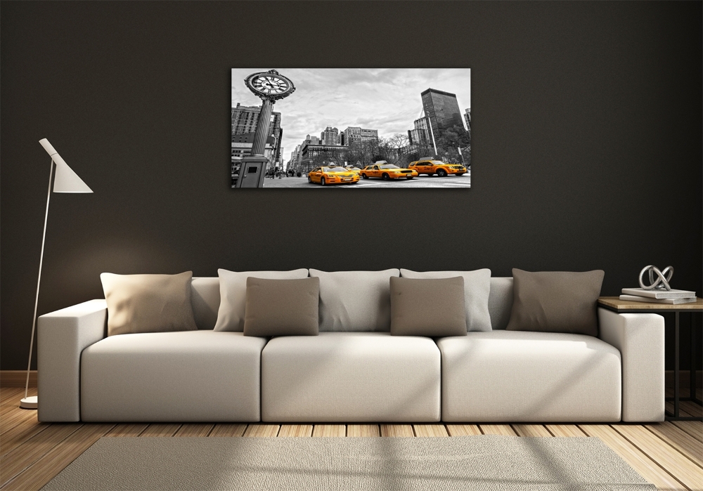 Glass wall art large New york taxis