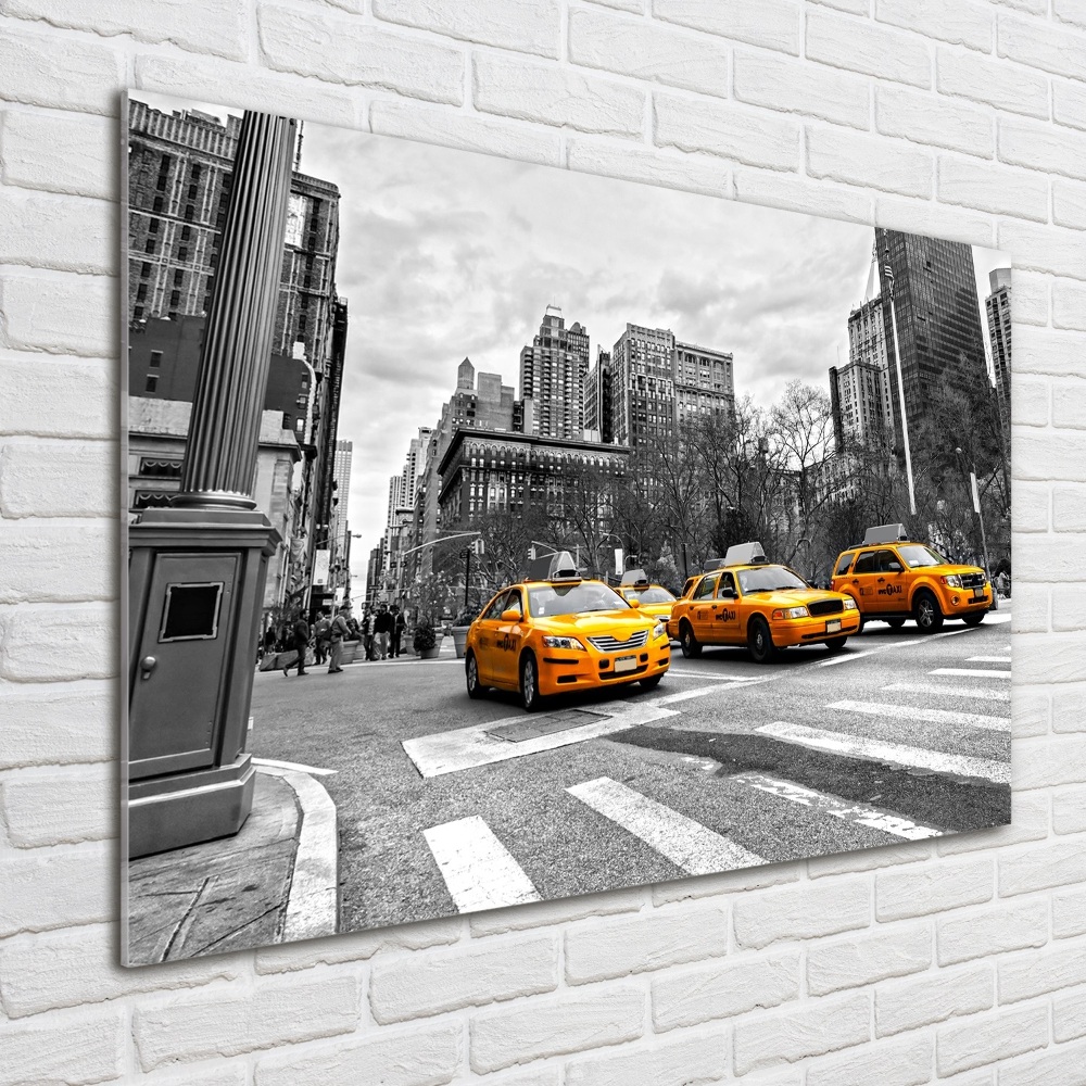 Glass wall art large New york taxis