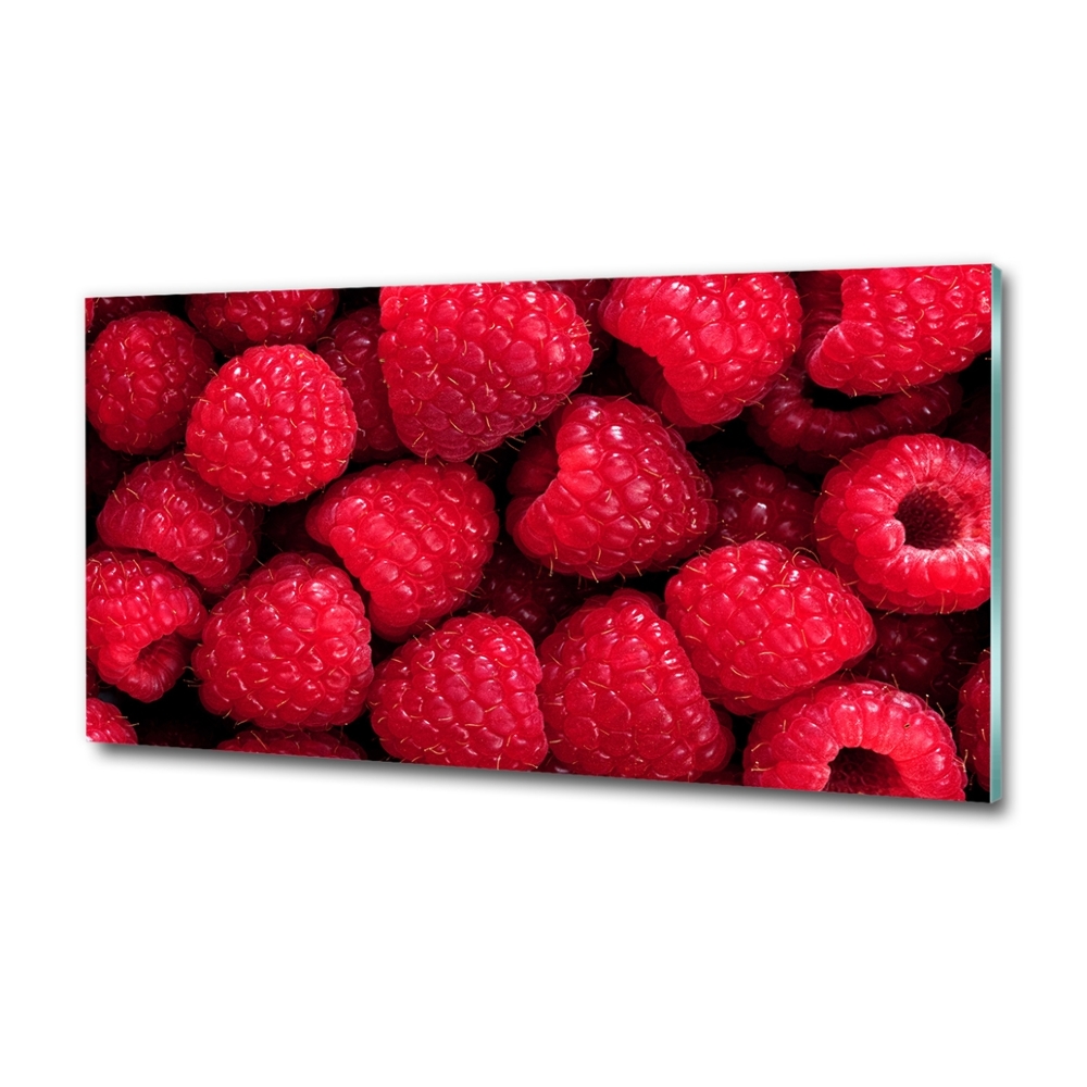 Glass picture wall art Raspberries