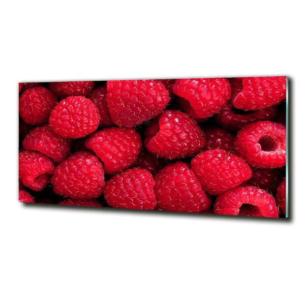 Glass picture wall art Raspberries