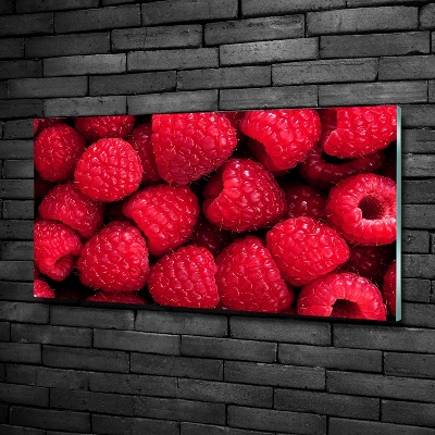 Glass picture wall art Raspberries