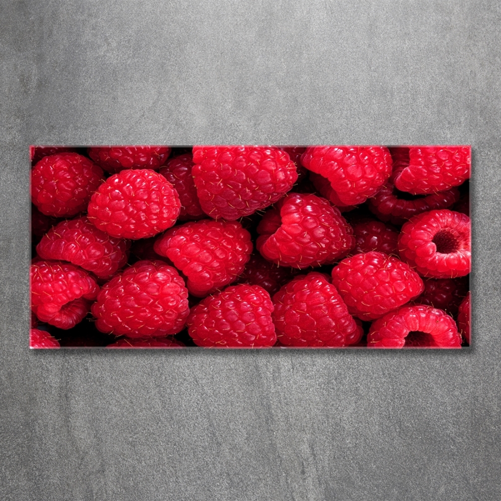 Glass picture wall art Raspberries