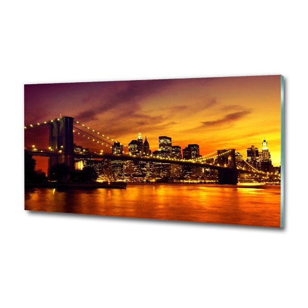 Printed glass wall art Brooklyn bridge