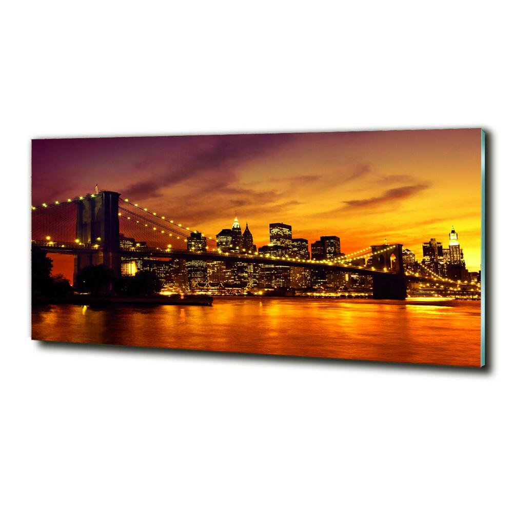 Printed glass wall art Brooklyn bridge