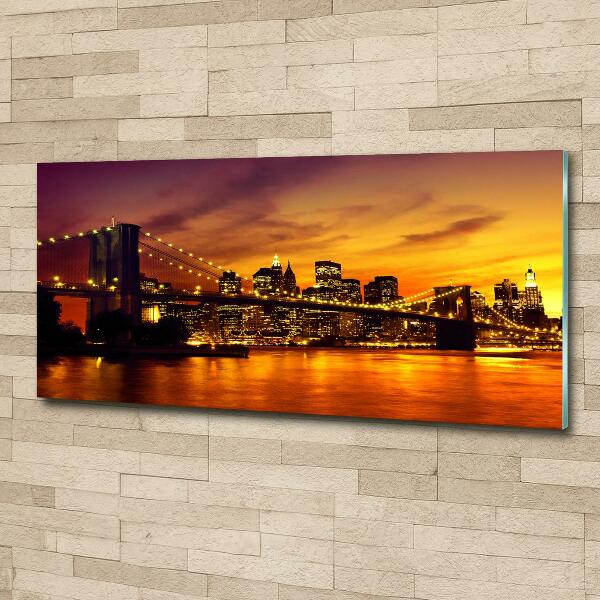 Printed glass wall art Brooklyn bridge