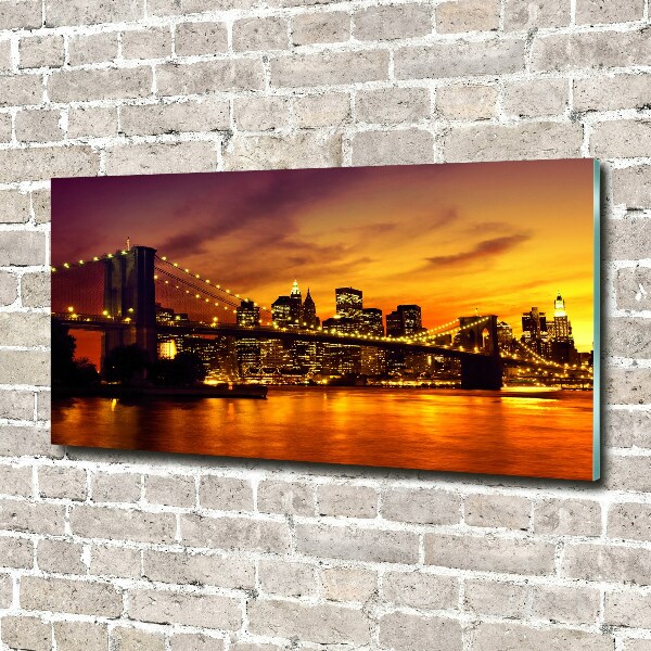 Printed glass wall art Brooklyn bridge