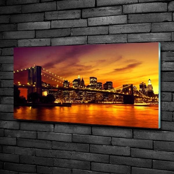 Printed glass wall art Brooklyn bridge