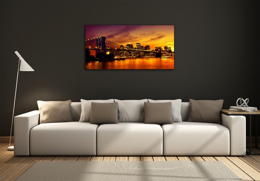 Printed glass wall art Brooklyn bridge