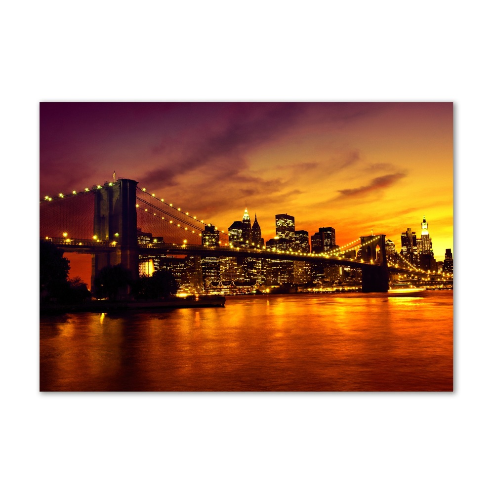 Printed glass wall art Brooklyn bridge