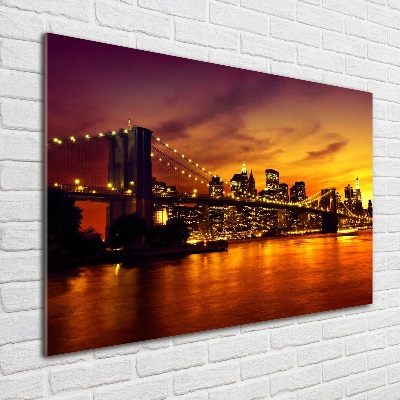 Printed glass wall art Brooklyn bridge