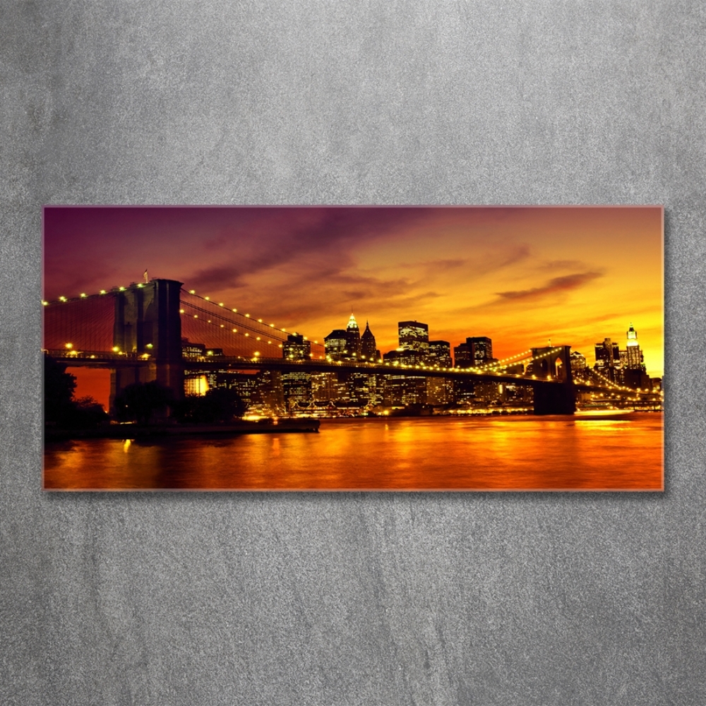 Printed glass wall art Brooklyn bridge