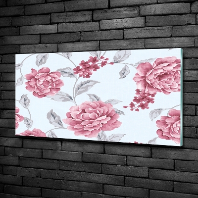 Glass art print Peonies