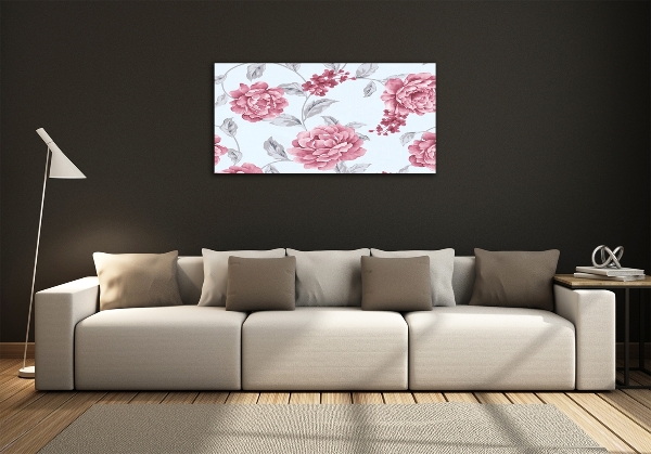 Glass art print Peonies