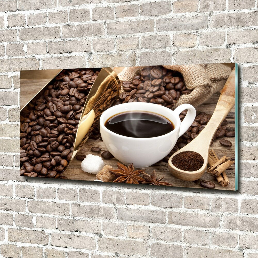 Printed glass wall art Cup of coffee