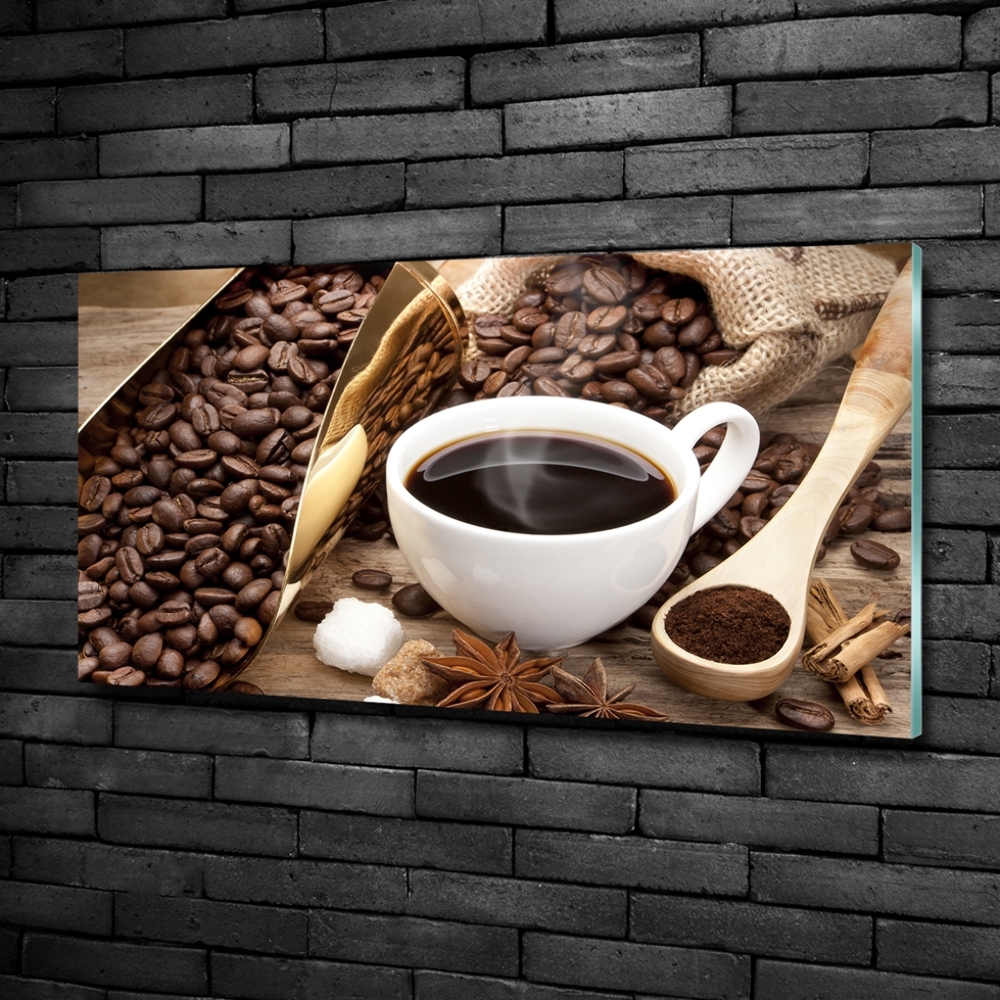 Printed glass wall art Cup of coffee