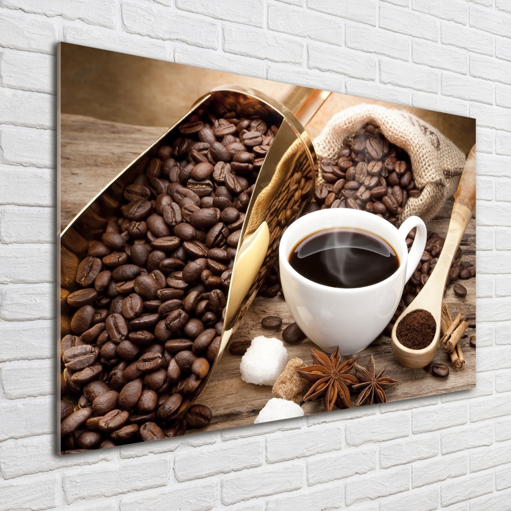 Printed glass wall art Cup of coffee