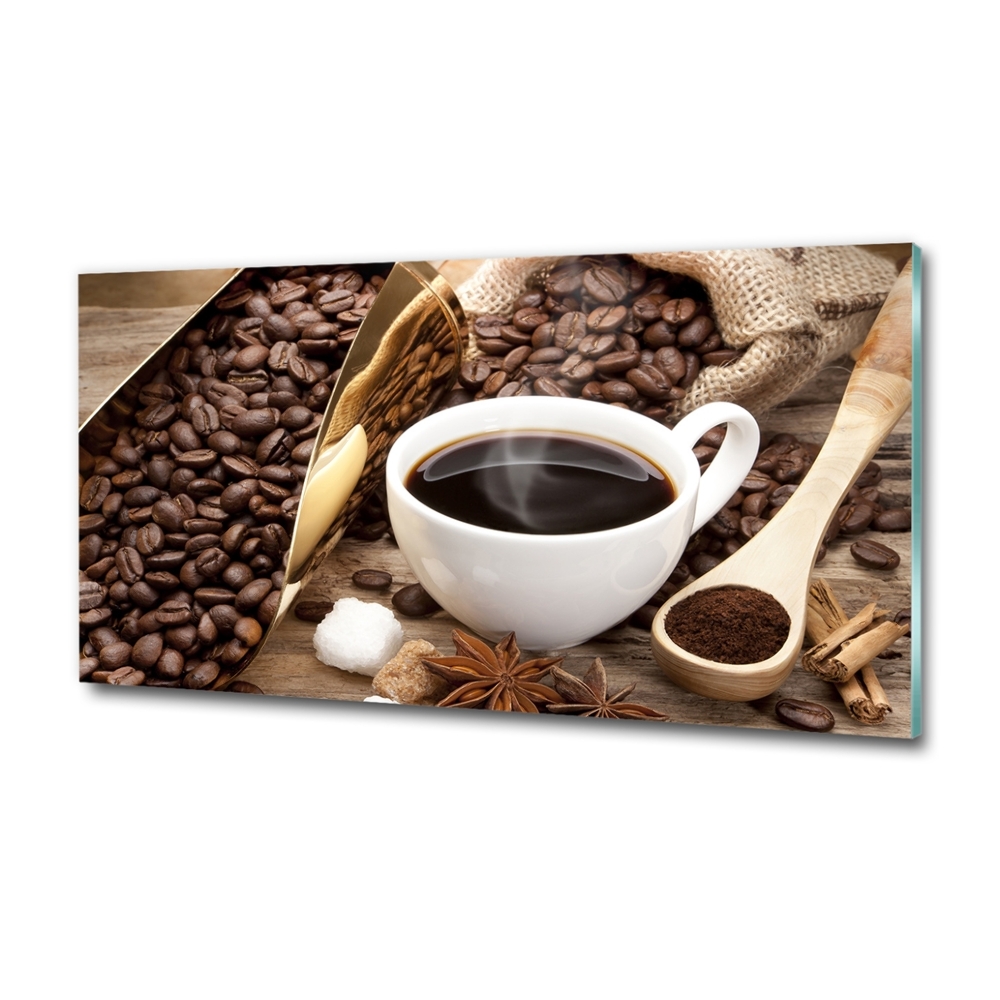 Printed glass wall art Cup of coffee