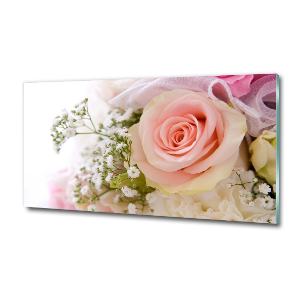 Glass wall art large Bouquet of flowers