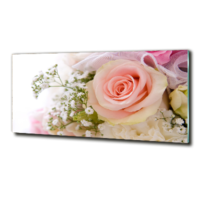 Glass wall art large Bouquet of flowers