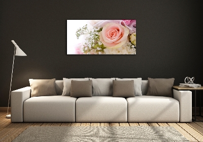 Glass wall art large Bouquet of flowers