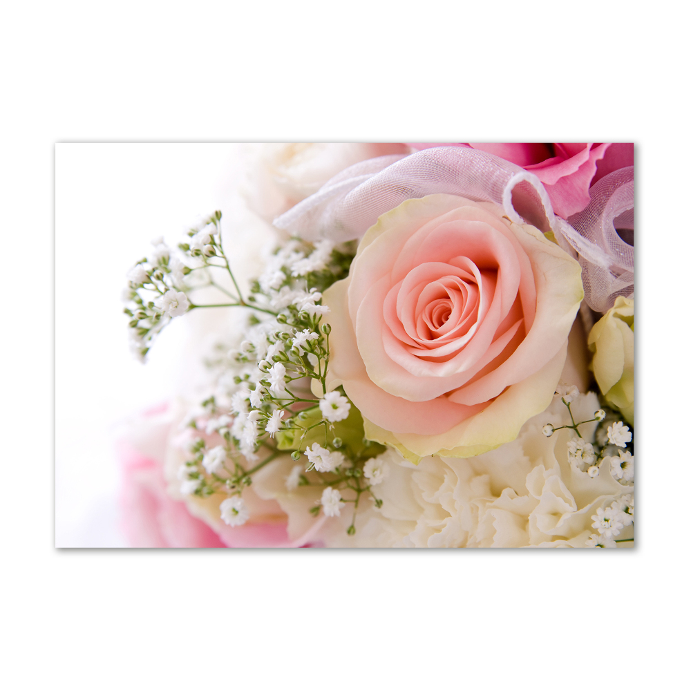 Glass wall art large Bouquet of flowers