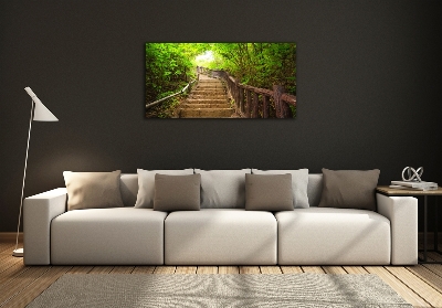 Wall art on glass Stairs in the forest