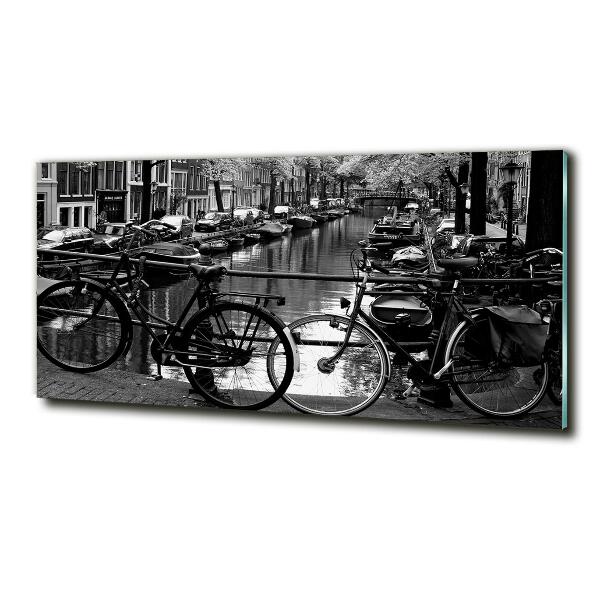 Glass art print Amsterdam bikes