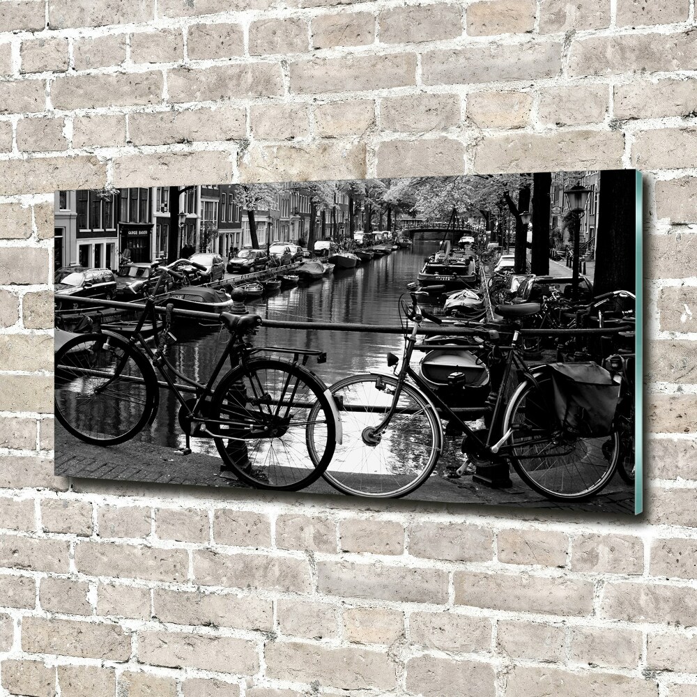 Glass art print Amsterdam bikes