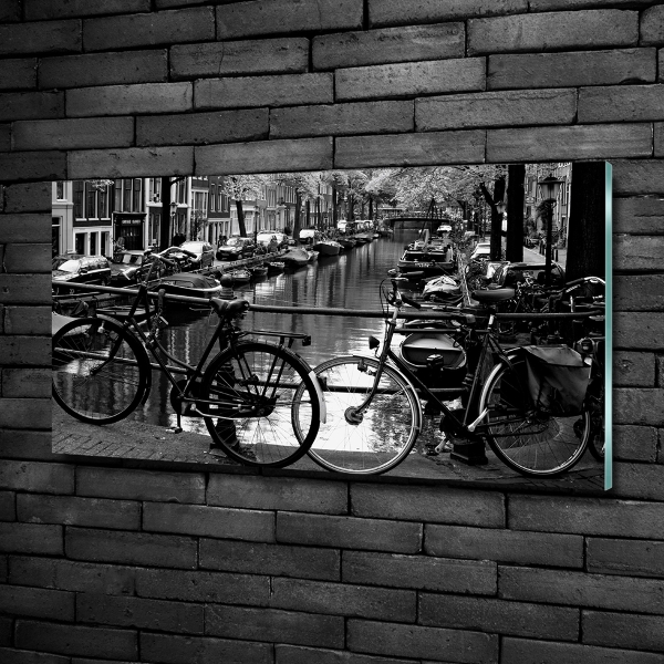 Glass art print Amsterdam bikes