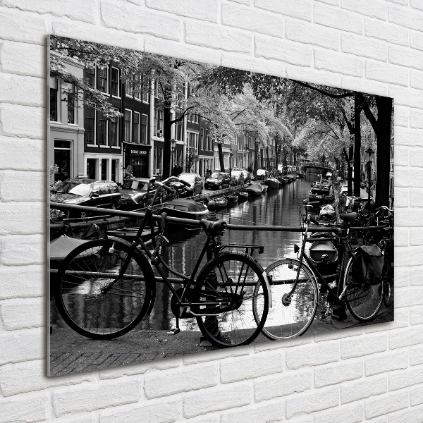 Glass art print Amsterdam bikes