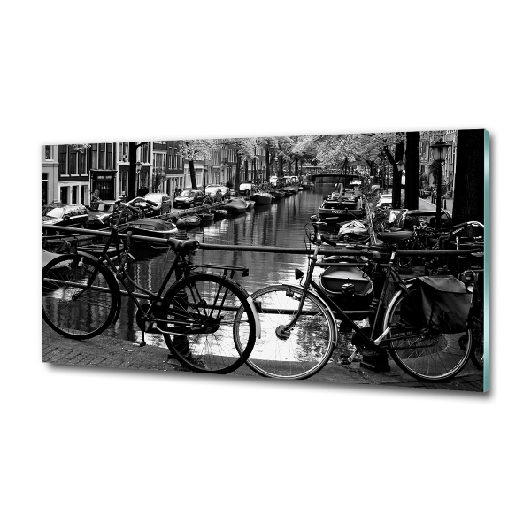 Glass art print Amsterdam bikes